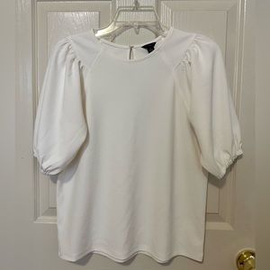 Ann Taylor Cream White Top with Short Puffed Sleeves in Sz SP